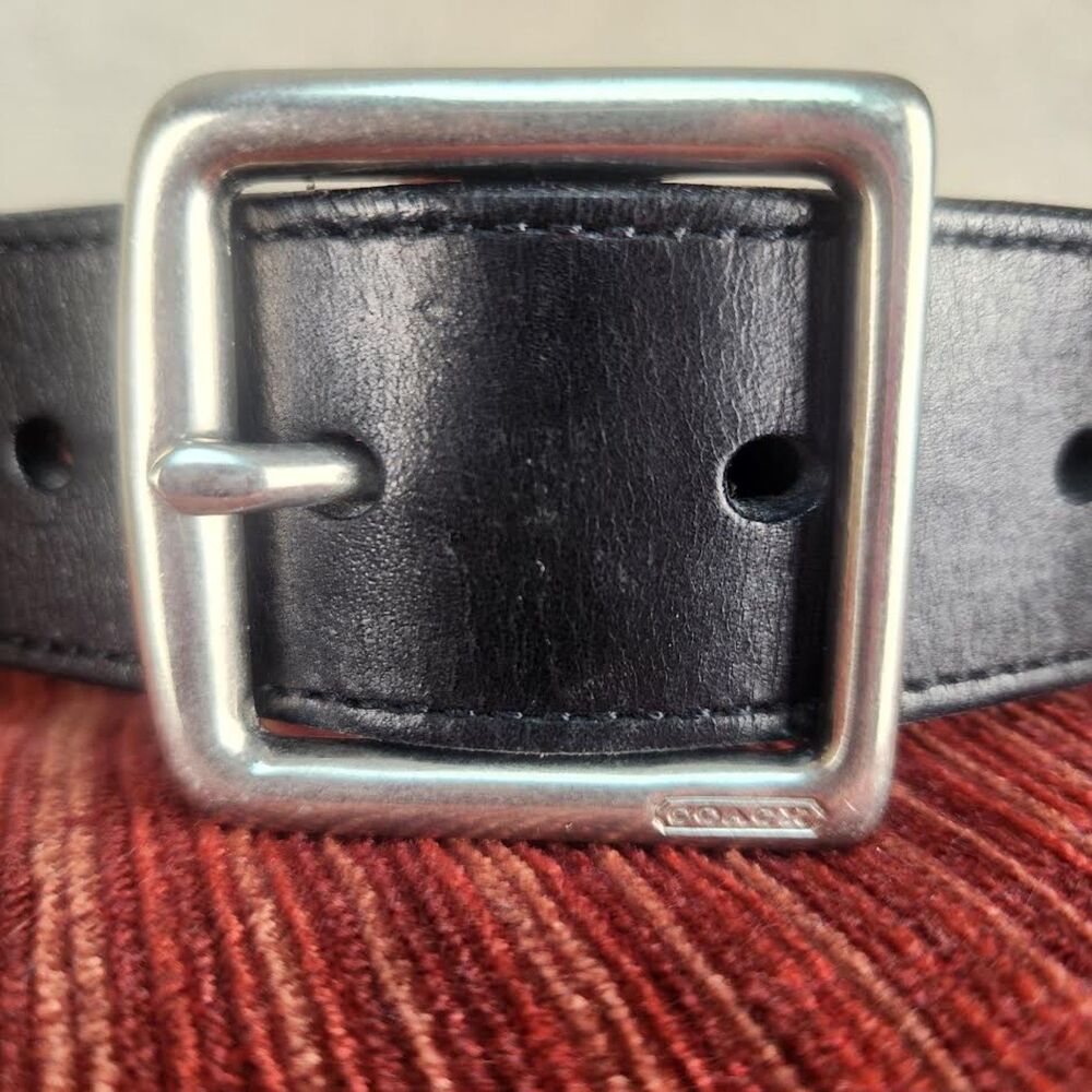 Vintage Coach Leather Belt Handcrafted in Italy Silver Buckle Sz Large 36" #1863